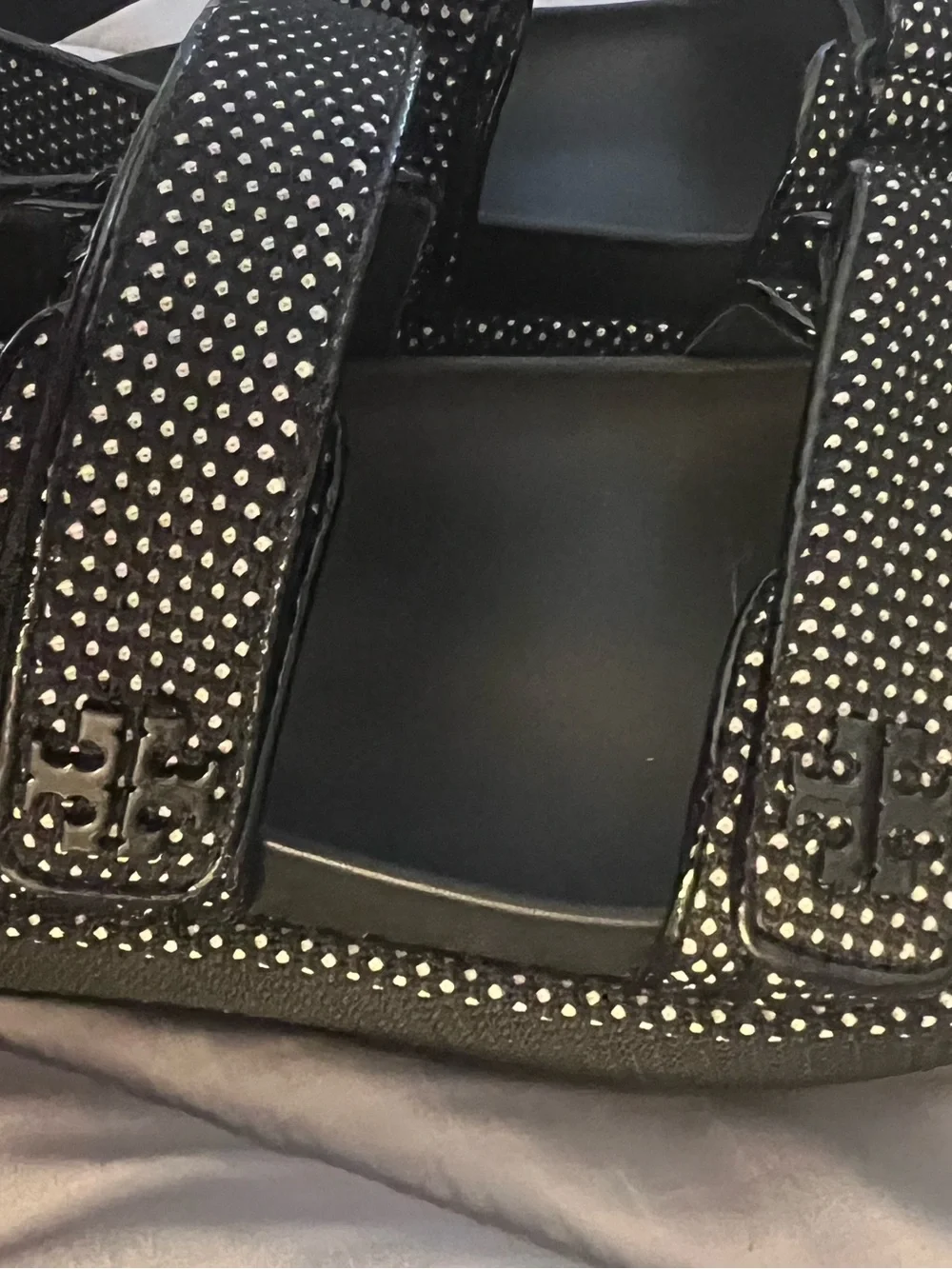 Tory Burch Black Embellished Strap Sandals